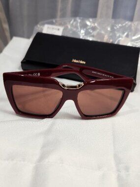 Max Mara Geometric Butterfly Rectangular Cat-eye Sunglasses Red Bordeaux Women